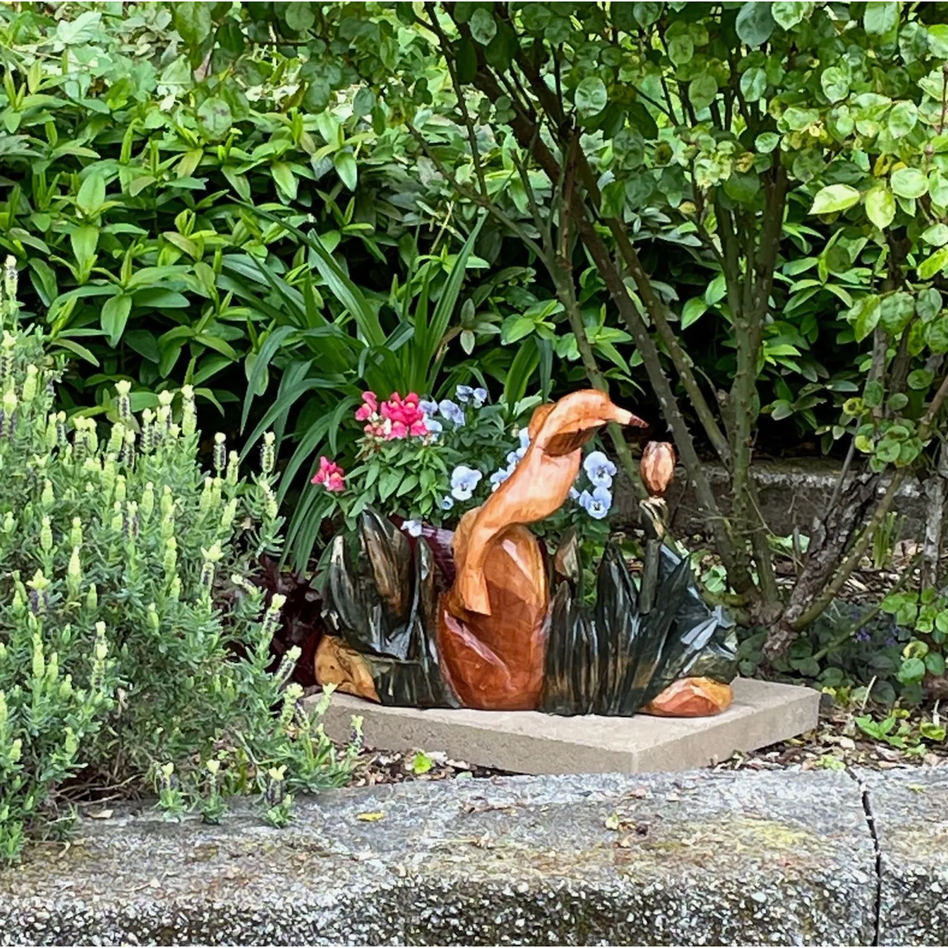 Hummingbird Garden Carving